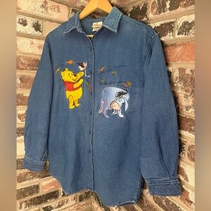 Vintage Disney Store Winnie the Pooh & Eeyore embroidered ribbed Denim NWOT